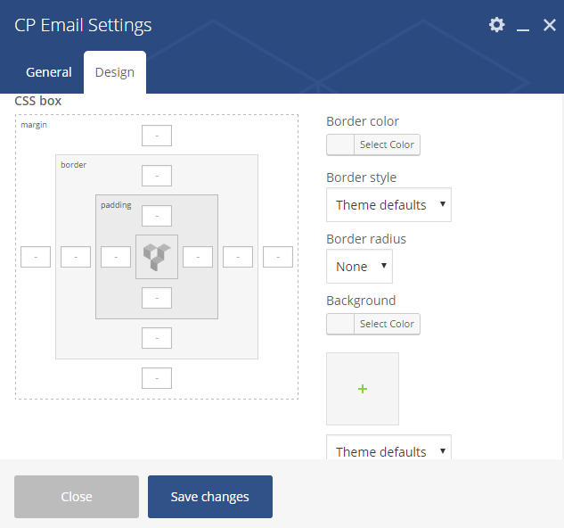 Design Settings for CP Email