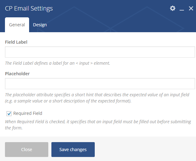 General Settings for CP Email