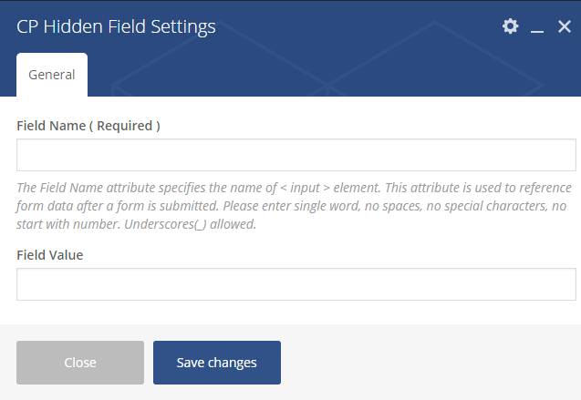 General Settings for CP Hidden Element