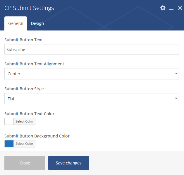 General Settings for CP Submit