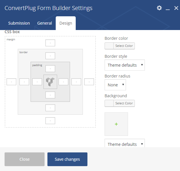 Design Settings for Form Builder