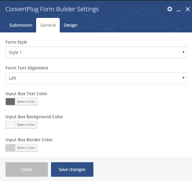 General Settings for Form Builder