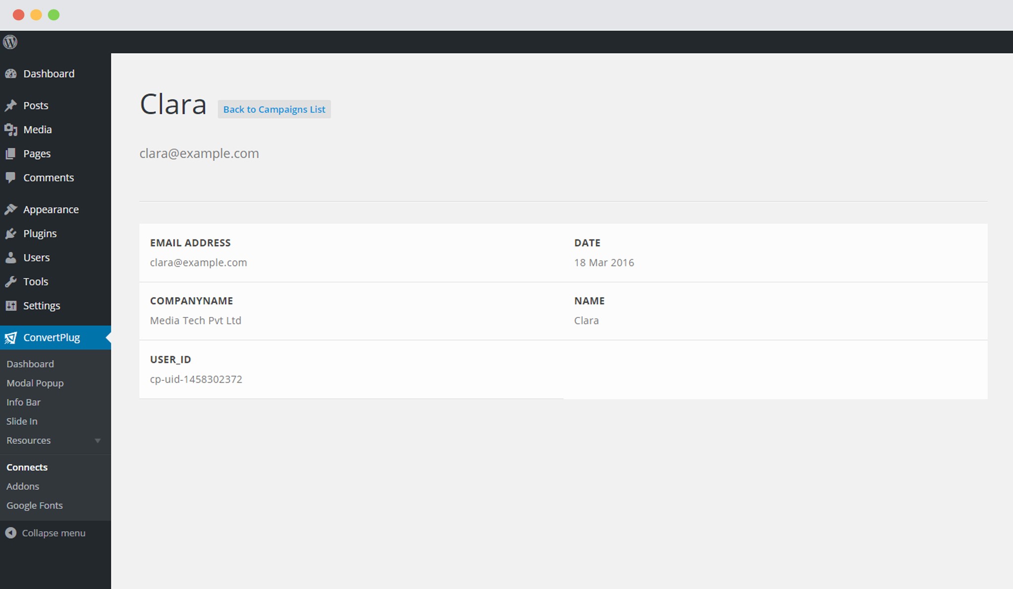 Custom Field data in ConvertPlug