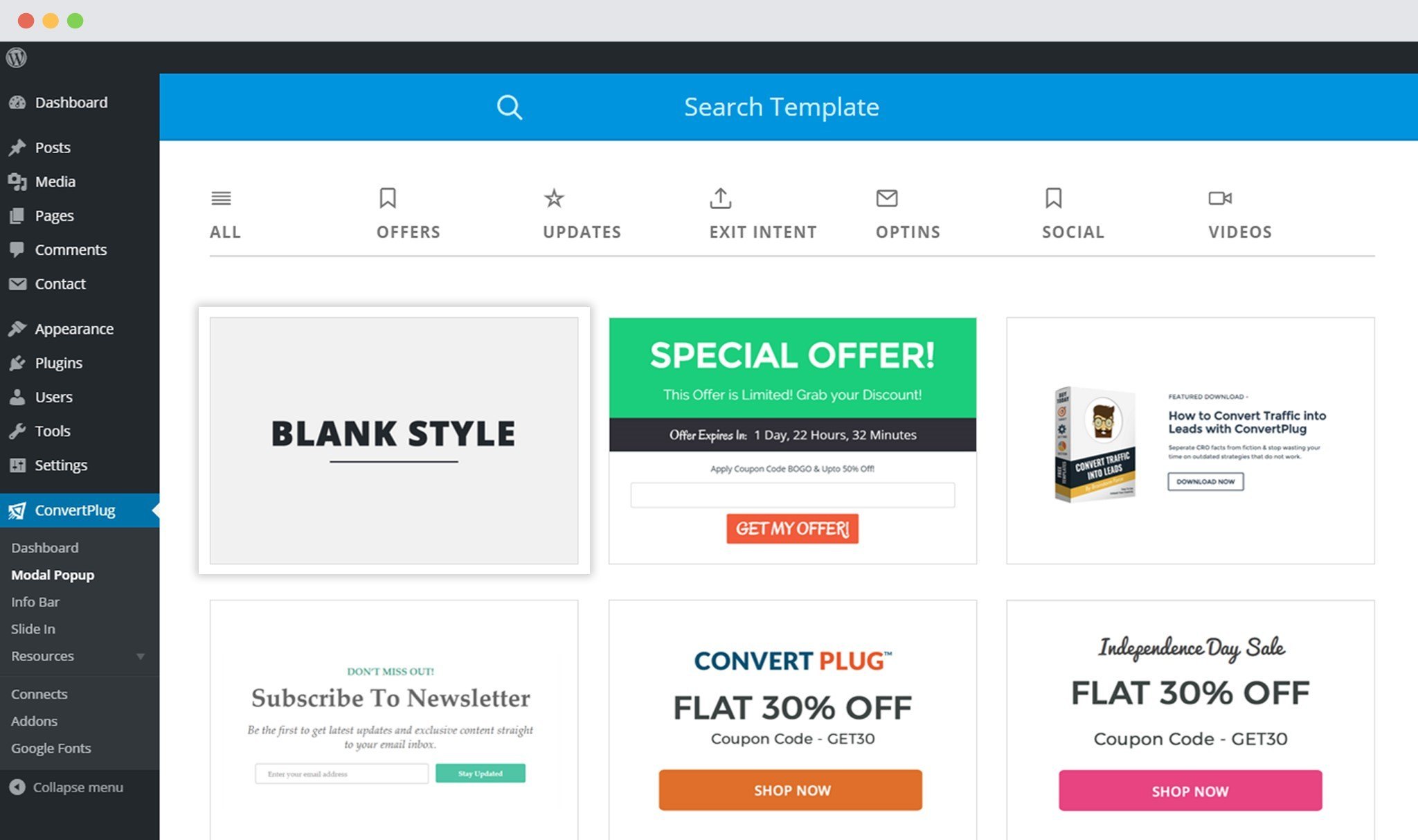 Select a Blank style in ConvertPlus