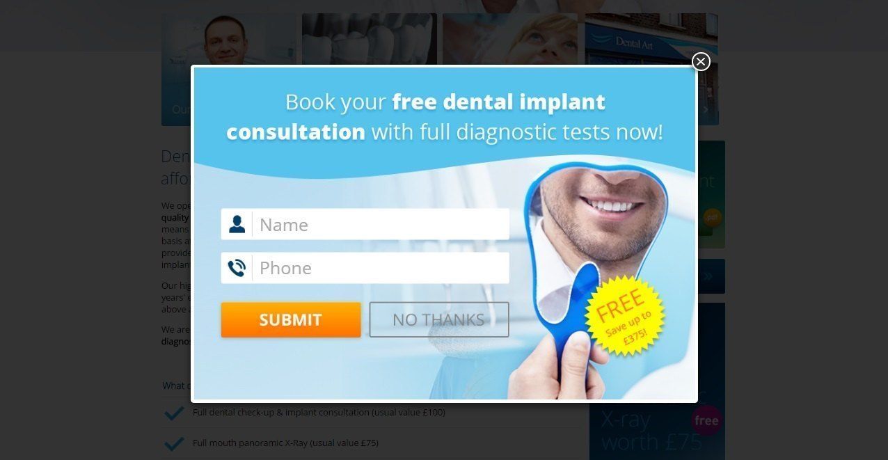 Offer free service to attract abandoning visitors_dentalimplant