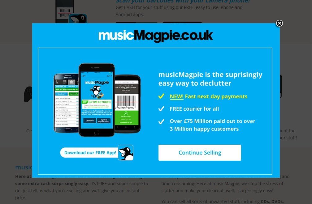 Offer a free app download for before visitors leave_musicmagpie