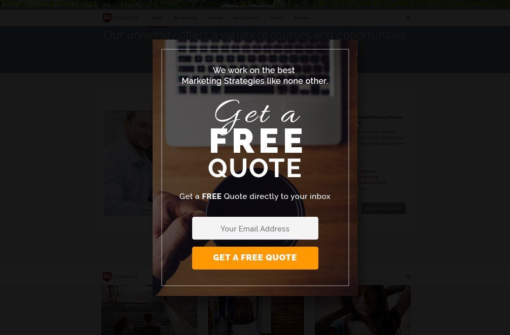 Exit Intent popup offering free quote